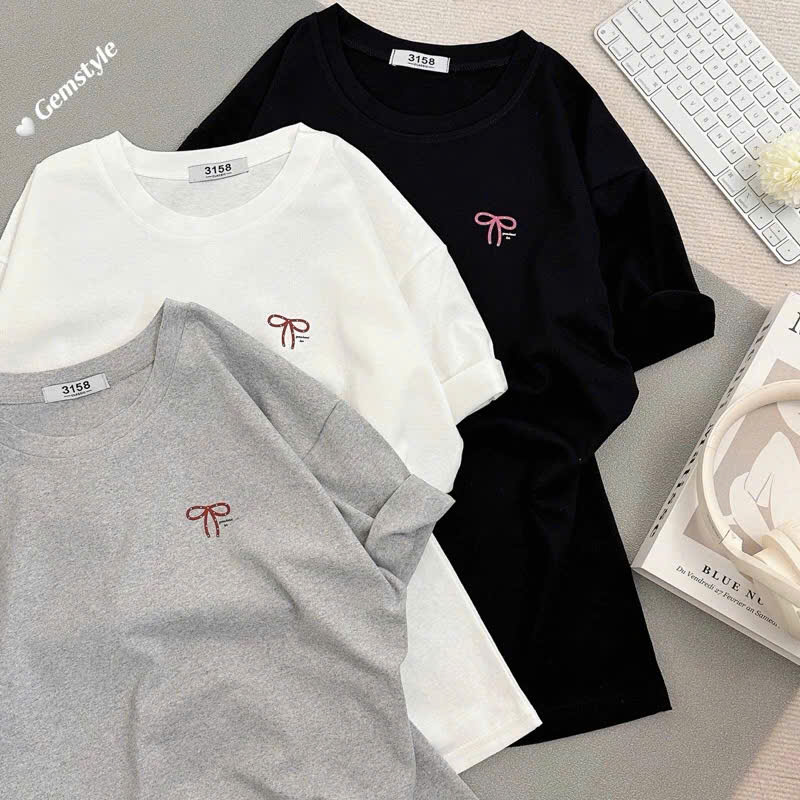 Áo thun nơ cotton khô thoáng