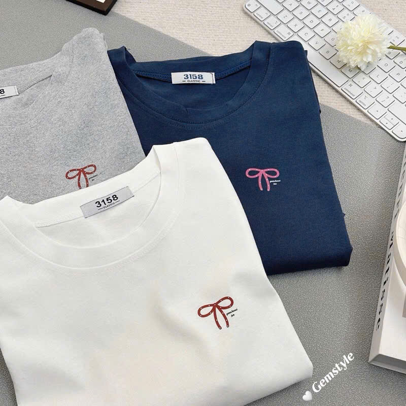 Áo thun nơ cotton khô thoáng - Hình ảnh 2