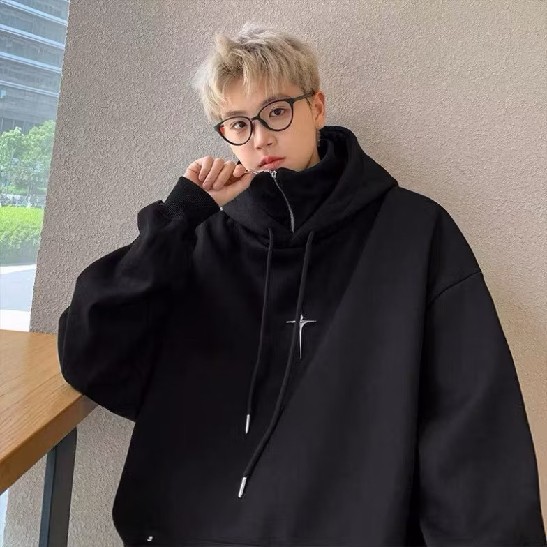 áo hoodie nam cổ cao form rộng