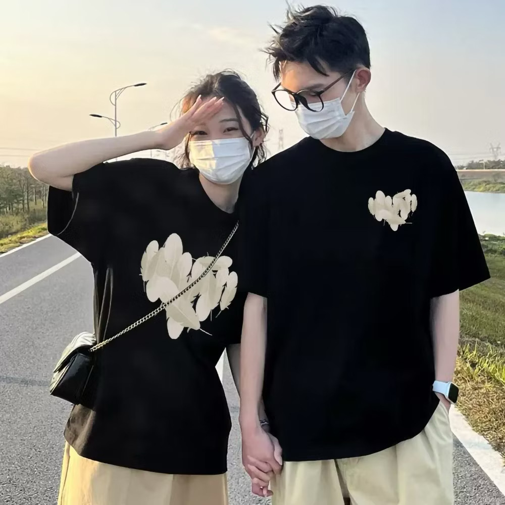 Áo thun cặp đôi nam nữ form rộng vải cotton