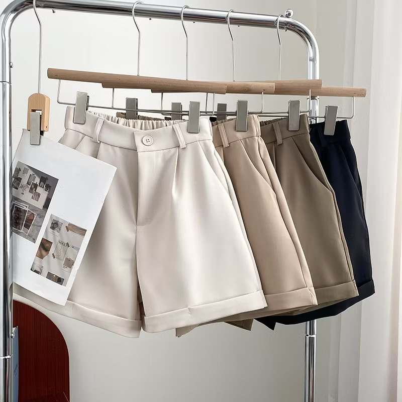 Quần short nữ mùa hè lưng cao ống rộng