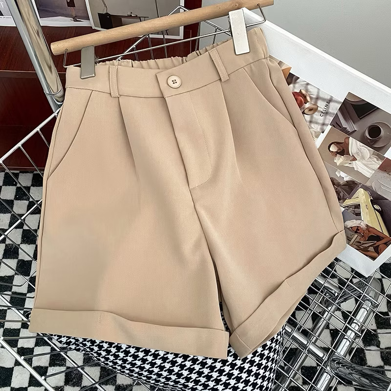 Quần short nữ mùa hè lưng cao ống rộng - Hình ảnh 2