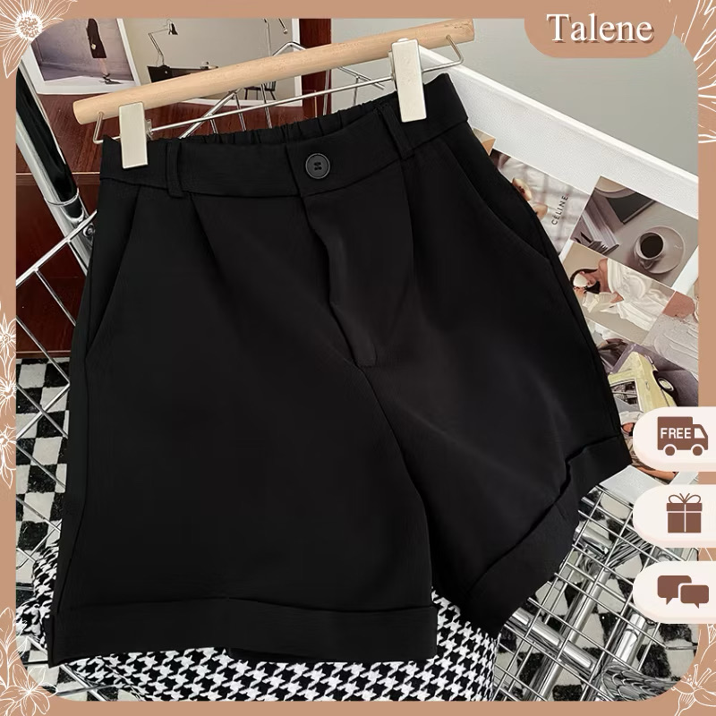 Quần short nữ mùa hè lưng cao ống rộng - Hình ảnh 3