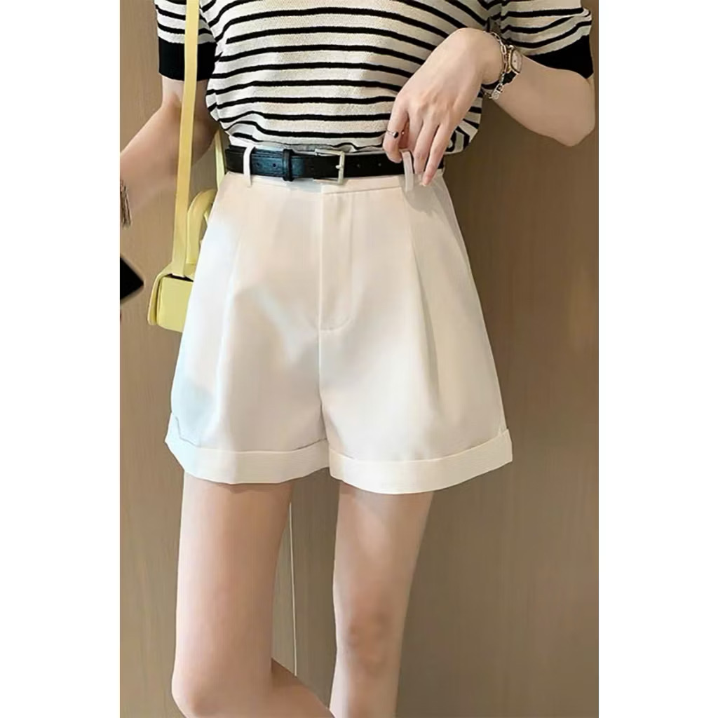 Quần short nữ mùa hè lưng cao ống rộng - Hình ảnh 6