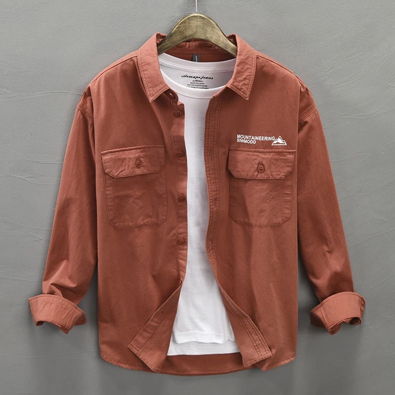 Áo sơ mi nam kiểu dáng basic TOPMEN khoác ngoài chất vải kaki cao cấp - Hình ảnh 4