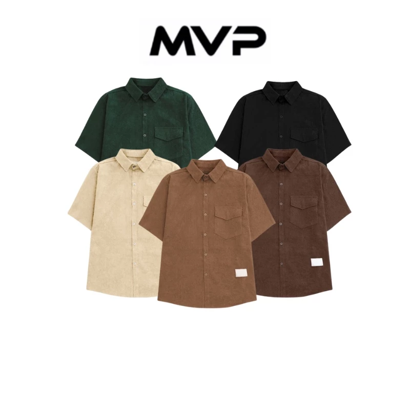 Áo sơ mi nam tay ngắn nhung tăm