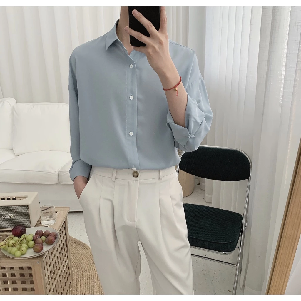 Áo sơ mi nam dài tay lụa mịn - Hình ảnh 5