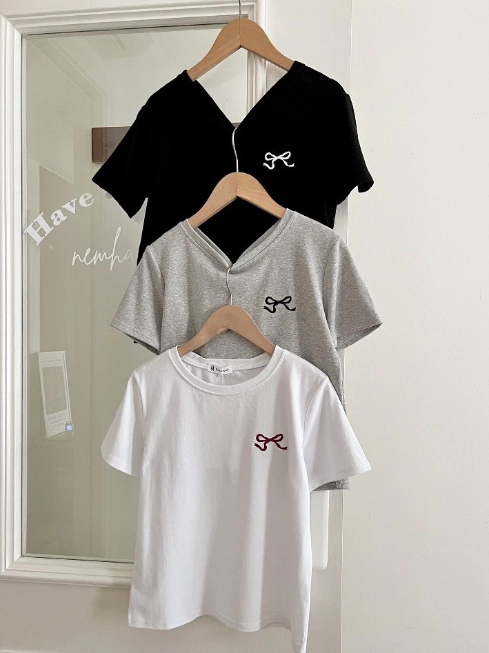 Áo thun nơ cotton khô thoáng - Hình ảnh 4