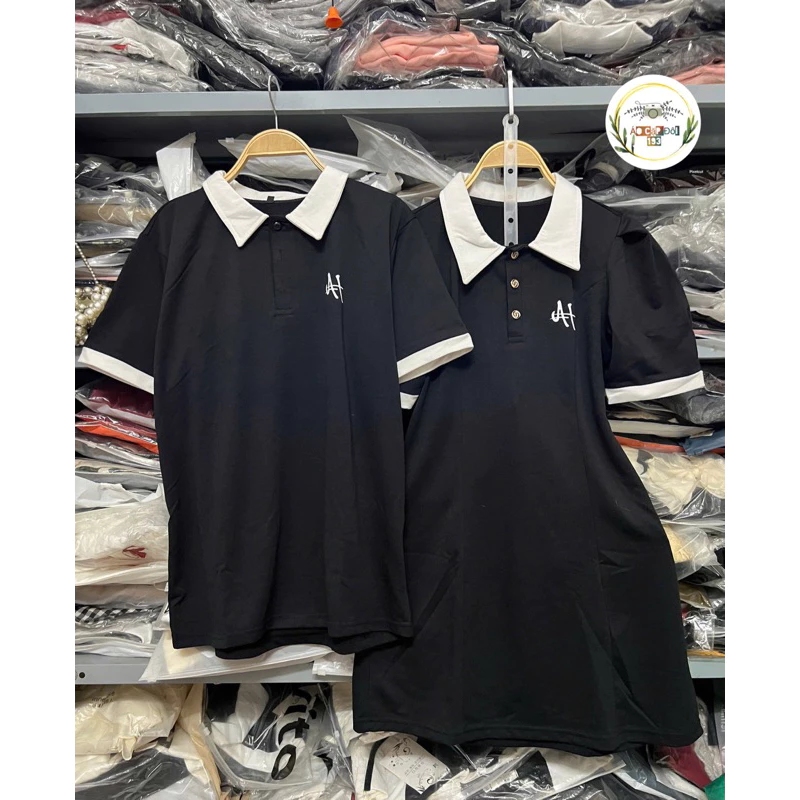 Váy-Áo thun đôi nam nữ cổ trắng - Hình ảnh 3