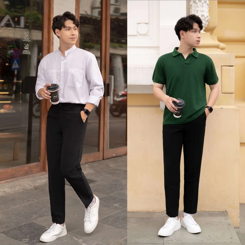 Quần âu nam hàn quốc vải mềm mịn dáng baggy co giãn - Hình ảnh 2